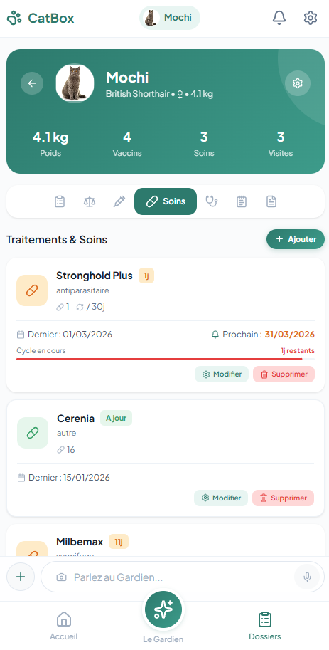 Suivi des traitements avec barres de progression
