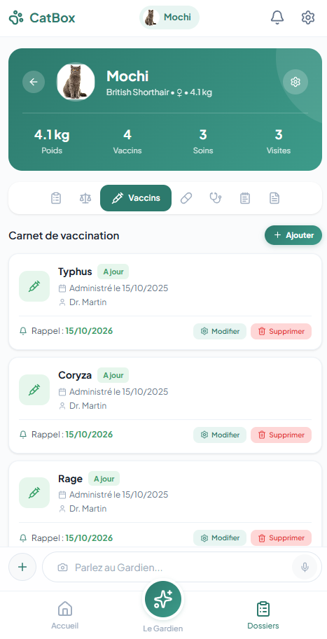 Carnet de vaccination, tout est trace