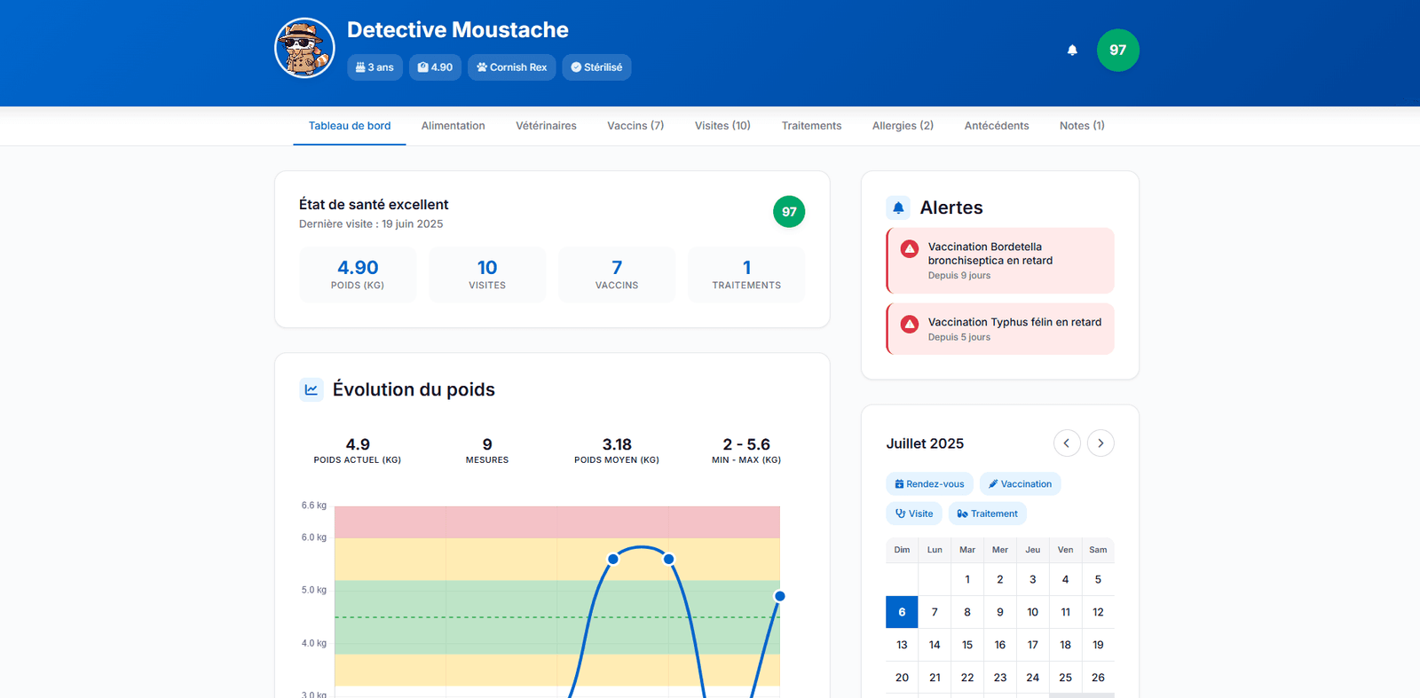 CatBox Dashboard Desktop - Page Santé