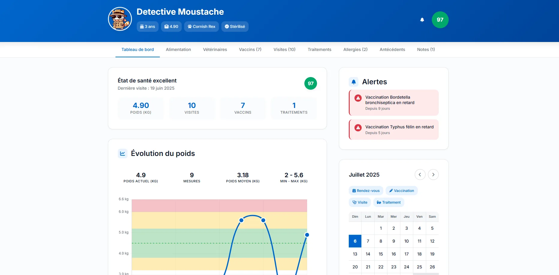 CatBox Dashboard Desktop - Page Santé